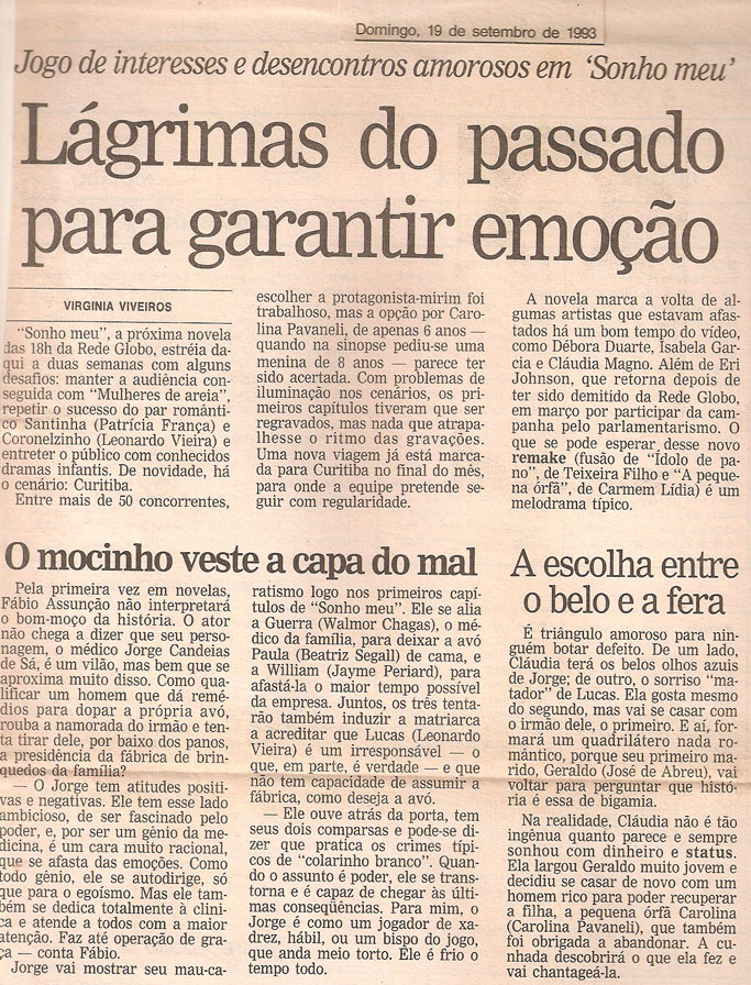 Obras_Novelas_Sonho Meu_Clipping_Imagem 2__O Globo2_19.09.1993