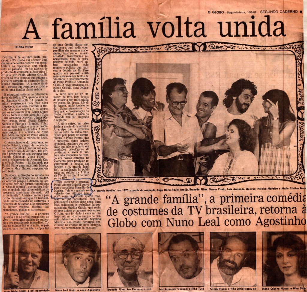Obras _Especiais_A Grande Família_Clipping_O Globo_10.08.1987